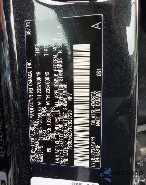 2023 Lexus Rx 350 Base from USA, damaged, VIN 2T2BAMCA7PC036720